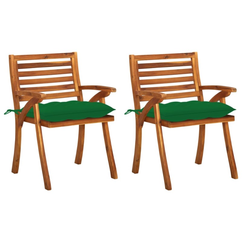 vidaXL Sedie da Pranzo da Giardino con Cuscini 2 pz Massello di Acacia vidaXL Sedie da Pranzo da Giardino con Cuscini 2 pz Massello di Acacia