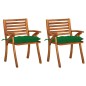 vidaXL Sedie da Pranzo da Giardino con Cuscini 2 pz Massello di Acacia vidaXL Sedie da Pranzo da Giardino con Cuscini 2 pz Massello di Acacia