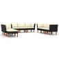 vidaXL Set Divani da Giardino 9 pz con Cuscini in Polyrattan Nero vidaXL Set Divani da Giardino 9 pz con Cuscini in Polyrattan Nero