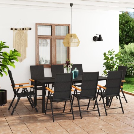 vidaXL Set da Pranzo da Giardino 9 pz Nero e Marrone