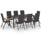 vidaXL Set da Pranzo da Giardino 9 pz Nero e Marrone vidaXL Set da Pranzo da Giardino 9 pz Nero e Marrone