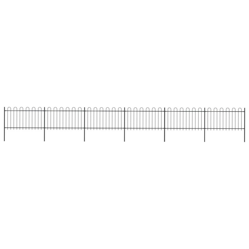 vidaXL Recinzione da Giardino con Punta Tonda in Acciaio 10,2x1 m Nera