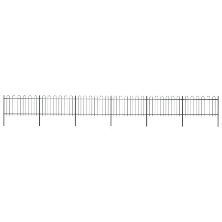vidaXL Recinzione da Giardino con Punta Tonda in Acciaio 10,2x1 m Nera