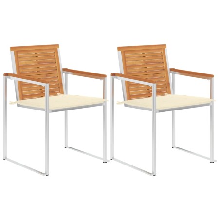 vidaXL Sedie da Giardino 2 pz con Cuscini in Legno Acacia e Acciaio