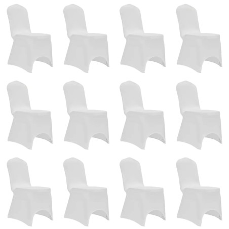 vidaXL Coprisedie in Tessuto Elasticizzato Bianco 12 pz