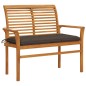 vidaXL Panca da Giardino e Cuscino Grigio Talpa 112 cm Massello Teak vidaXL Panca da Giardino e Cuscino Grigio Talpa 112 cm Massello Teak
