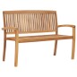 vidaXL Panchina da Giardino Impilabile e Cuscino 128,5cm Teak Massello vidaXL Panchina da Giardino Impilabile e Cuscino 128,5cm Teak Massello