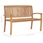 vidaXL Panchina da Giardino Impilabile e Cuscino 128,5cm Teak Massello vidaXL Panchina da Giardino Impilabile e Cuscino 128,5cm Teak Massello