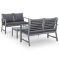 vidaXL Set Divani da Giardino 3 pz con Cuscini in Legno Acacia Grigio vidaXL Set Divani da Giardino 3 pz con Cuscini in Legno Acacia Grigio