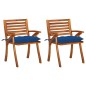 vidaXL Sedie da Pranzo da Giardino con Cuscini 2 pz Massello di Acacia vidaXL Sedie da Pranzo da Giardino con Cuscini 2 pz Massello di Acacia