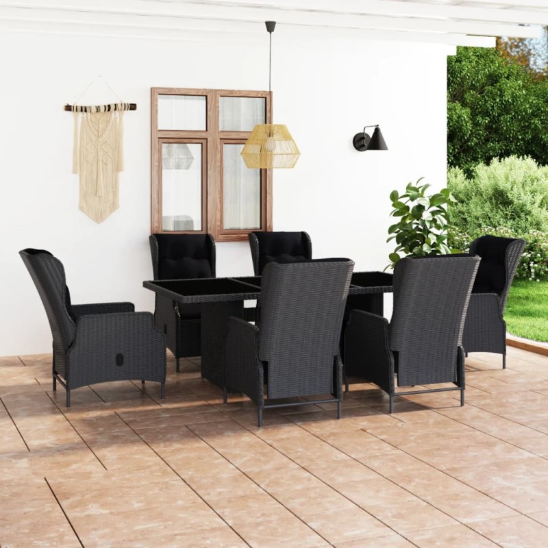 vidaXL Set Pranzo da Giardino 7pz con Cuscini Polyrattan Grigio Scuro vidaXL Set Pranzo da Giardino 7pz con Cuscini Polyrattan Grigio Scuro