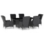 vidaXL Set Pranzo da Giardino 7pz con Cuscini Polyrattan Grigio Scuro vidaXL Set Pranzo da Giardino 7pz con Cuscini Polyrattan Grigio Scuro