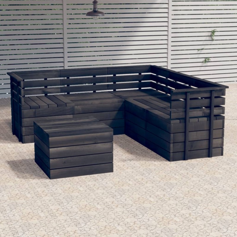 vidaXL Set Divani da Giardino su Pallet 6 pz Legno Pino Grigio Scuro