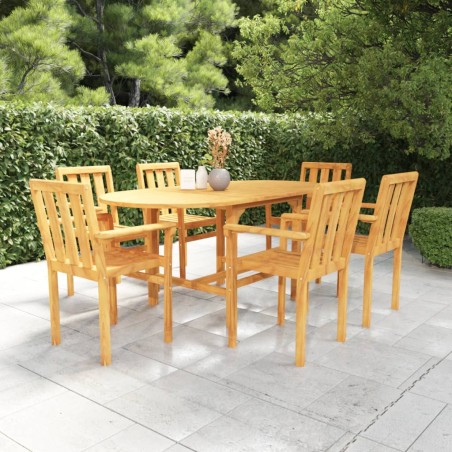 vidaXL Set da Pranzo da Giardino 7 pz in Legno Massello di Teak