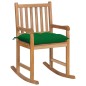 vidaXL Sedia a Dondolo con Cuscino Verde in Legno di Teak vidaXL Sedia a Dondolo con Cuscino Verde in Legno di Teak