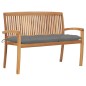 vidaXL Panchina da Giardino Impilabile e Cuscino 128,5cm Teak Massello vidaXL Panchina da Giardino Impilabile e Cuscino 128,5cm Teak Massello