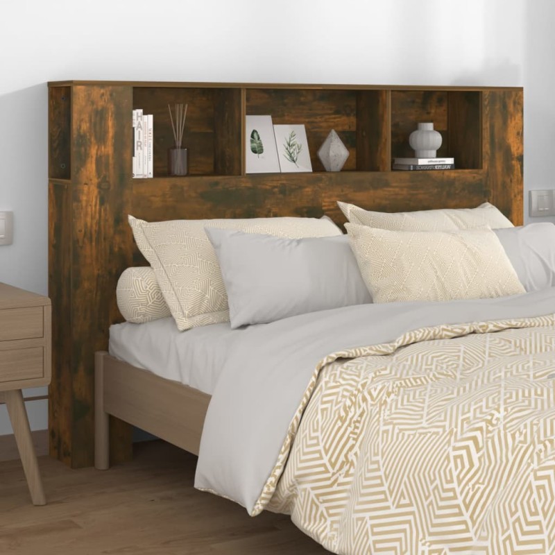 Testiera con Scomparti Rovere Fumo 160x18,5x104,5 cm Testiera con Scomparti Rovere Fumo 160x18,5x104,5 cm