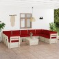 vidaXL Set Divani da Giardino su Pallet 10 pz con Cuscini Legno Abete vidaXL Set Divani da Giardino su Pallet 10 pz con Cuscini Legno Abete