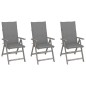 vidaXL Sedie da Giardino Reclinabili 3 pz con Cuscini Massello Acacia vidaXL Sedie da Giardino Reclinabili 3 pz con Cuscini Massello Acacia