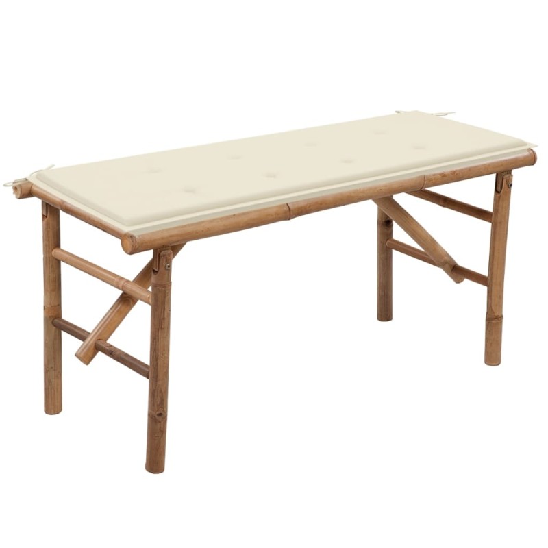 vidaXL Panca da Giardino Pieghevole con Cuscino 118 cm in Bambù vidaXL Panca da Giardino Pieghevole con Cuscino 118 cm in Bambù