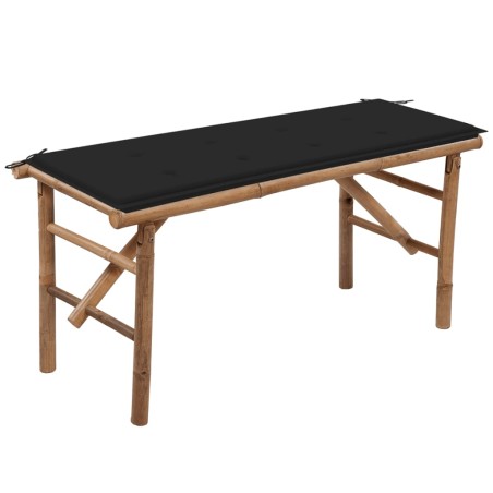 vidaXL Panca da Giardino Pieghevole con Cuscino 118 cm in Bambù