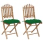 vidaXL Sedie da Giardino Pieghevoli 2 pz con Cuscini in Bambù vidaXL Sedie da Giardino Pieghevoli 2 pz con Cuscini in Bambù