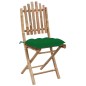 vidaXL Sedie da Giardino Pieghevoli 2 pz con Cuscini in Bambù vidaXL Sedie da Giardino Pieghevoli 2 pz con Cuscini in Bambù