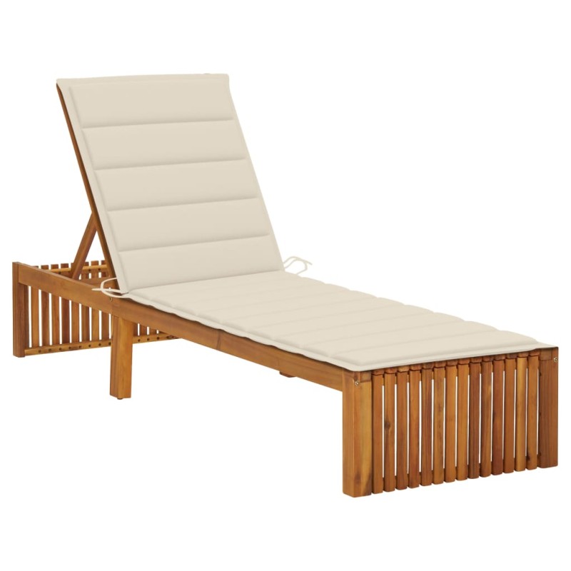 vidaXL Lettino Prendisole con Cuscino in Legno Massello di Acacia vidaXL Lettino Prendisole con Cuscino in Legno Massello di Acacia