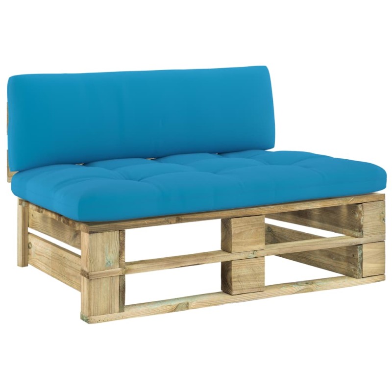 vidaXL Divano Centrale da Giardino Pallet Legno Pino Impregnato Verde vidaXL Divano Centrale da Giardino Pallet Legno Pino Impregnato Verde