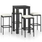 vidaXL Set Bar da Giardino 5 pz con Cuscini Polyrattan Nero vidaXL Set Bar da Giardino 5 pz con Cuscini Polyrattan Nero