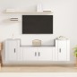 Set Mobili Porta TV 3 pz Bianco in Legno Multistrato Set Mobili Porta TV 3 pz Bianco in Legno Multistrato