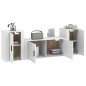 Set Mobili Porta TV 3 pz Bianco in Legno Multistrato Set Mobili Porta TV 3 pz Bianco in Legno Multistrato