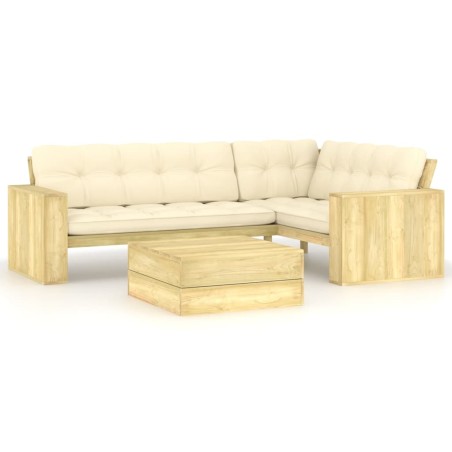 vidaXL Set Divani da Giardino 2 pz con Cuscini Legno Pino Impregnato