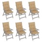 vidaXL Sedie da Giardino Reclinabili 6 pz con Cuscini Massello Acacia vidaXL Sedie da Giardino Reclinabili 6 pz con Cuscini Massello Acacia