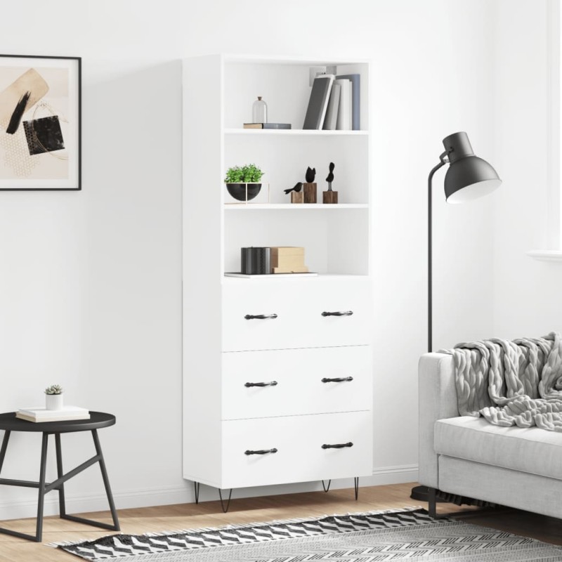 vidaXL Credenza Bianca 69,5x34x180 cm in Legno Multistrato vidaXL Credenza Bianca 69,5x34x180 cm in Legno Multistrato