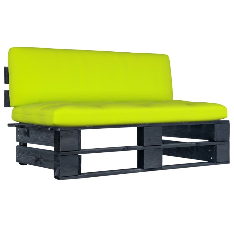 vidaXL Divano Centrale da Giardino Pallet Legno Pino Impregnato Nero vidaXL Divano Centrale da Giardino Pallet Legno Pino Impregnato Nero
