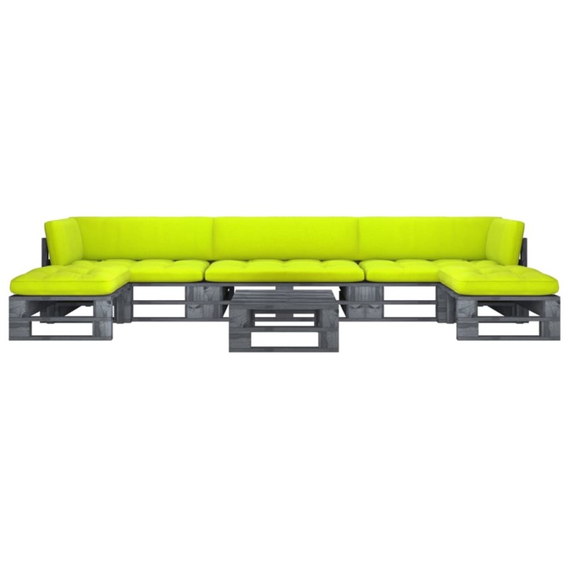 vidaXL Set Divani in Pallet con Cuscini 6 pz in Pino Impregnato Grigio vidaXL Set Divani in Pallet con Cuscini 6 pz in Pino Impregnato Grigio