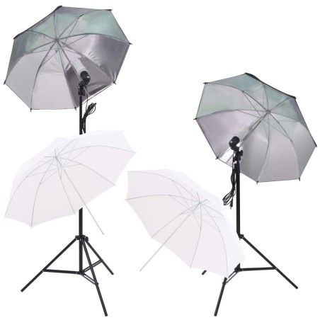 vidaXL Kit Studio Foto con Luci Softbox Ombrelli Fondale e Riflettore