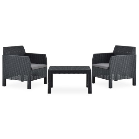 vidaXL Set Divani da Giardino 3 pz con Cuscini in Rattan PP Antracite