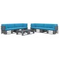 vidaXL Set Divani in Pallet con Cuscini 6 pz in Pino Impregnato Grigio vidaXL Set Divani in Pallet con Cuscini 6 pz in Pino Impregnato Grigio
