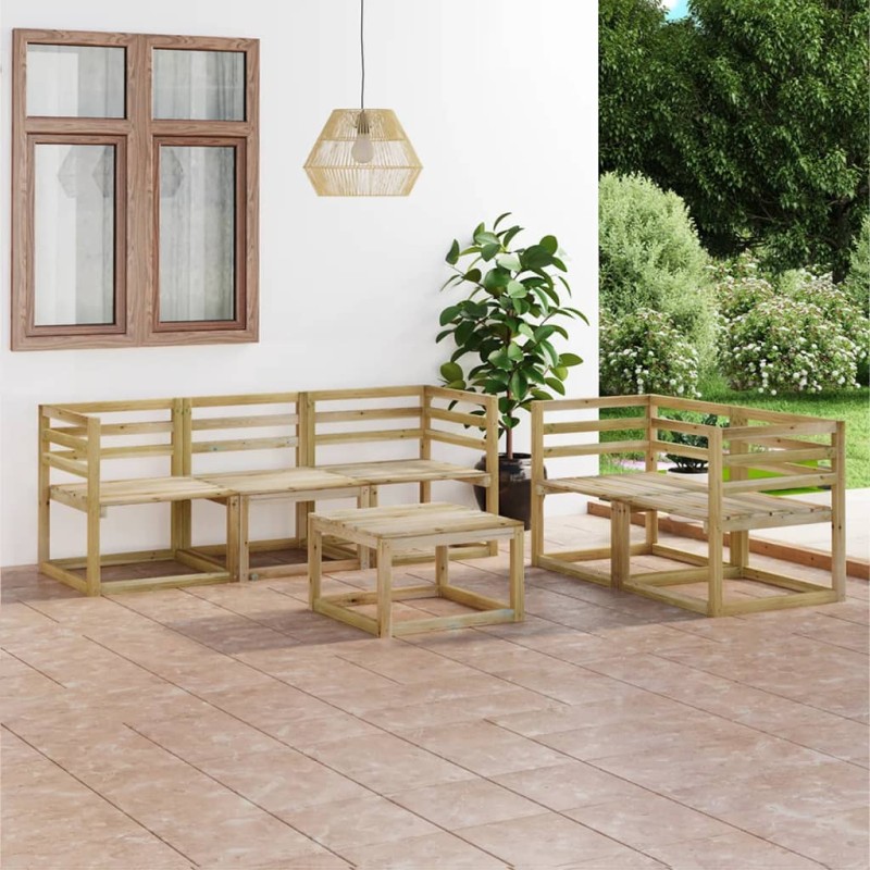 vidaXL Set Salotto da Giardino 6 pz in Legno di Pino Impregnato Verde vidaXL Set Salotto da Giardino 6 pz in Legno di Pino Impregnato Verde