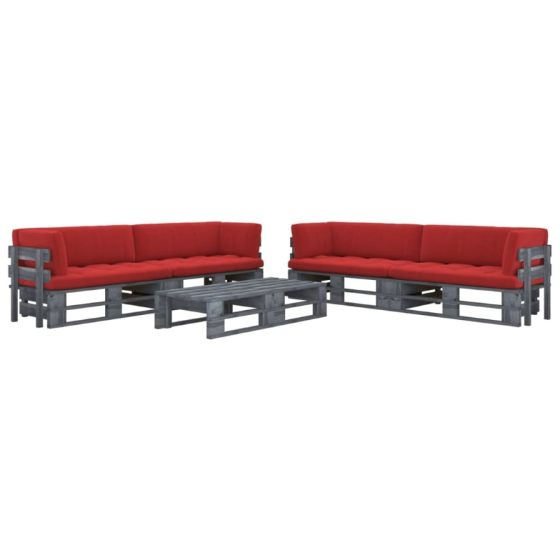 vidaXL Set Divani in Pallet con Cuscini 6 pz in Pino Impregnato Grigio vidaXL Set Divani in Pallet con Cuscini 6 pz in Pino Impregnato Grigio