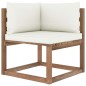 vidaXL Divano Angolare da Giardino su Pallet con Cuscini Crema vidaXL Divano Angolare da Giardino su Pallet con Cuscini Crema