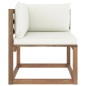 vidaXL Divano Angolare da Giardino su Pallet con Cuscini Crema vidaXL Divano Angolare da Giardino su Pallet con Cuscini Crema