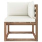vidaXL Divano Angolare da Giardino su Pallet con Cuscini Crema vidaXL Divano Angolare da Giardino su Pallet con Cuscini Crema