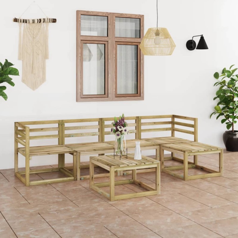 vidaXL Set Salotto da Giardino 6 pz in Legno di Pino Impregnato Verde vidaXL Set Salotto da Giardino 6 pz in Legno di Pino Impregnato Verde