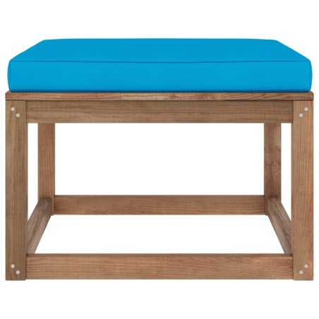 vidaXL Poggiapiedi da Giardino con Cuscino Blu Chiaro