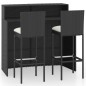 vidaXL Set Bar da Giardino 3 pz con Cuscini Nero vidaXL Set Bar da Giardino 3 pz con Cuscini Nero