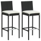 vidaXL Set Bar da Giardino 3 pz con Cuscini Nero vidaXL Set Bar da Giardino 3 pz con Cuscini Nero