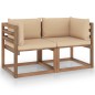 vidaXL Divano da Giardino Pallet 2 Posti con Cuscini Beige Legno Pino vidaXL Divano da Giardino Pallet 2 Posti con Cuscini Beige Legno Pino